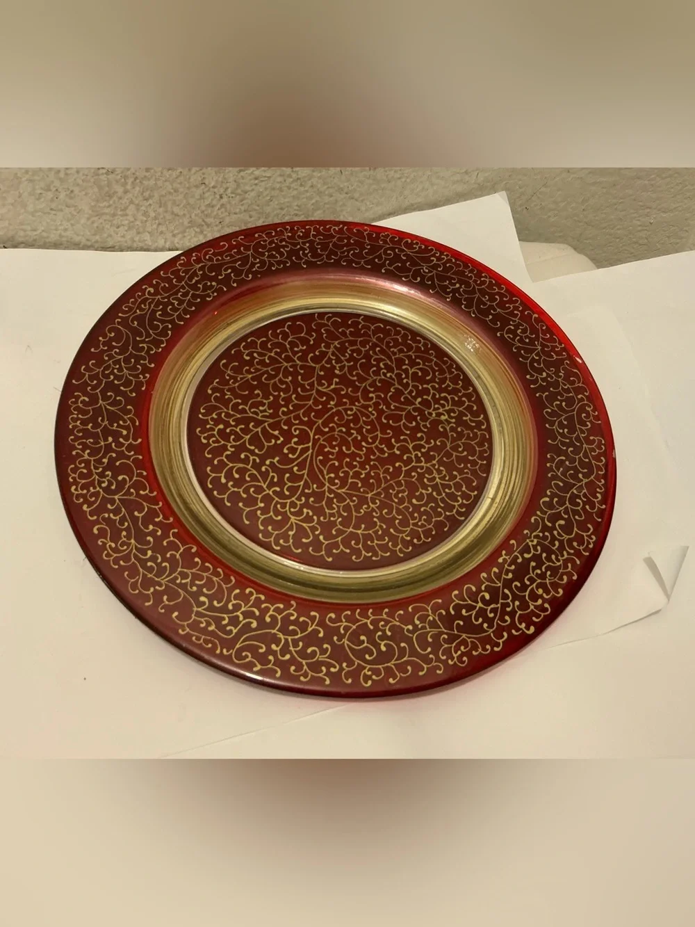 2 Pier 1 Red and Gold Decorative Charger Plate